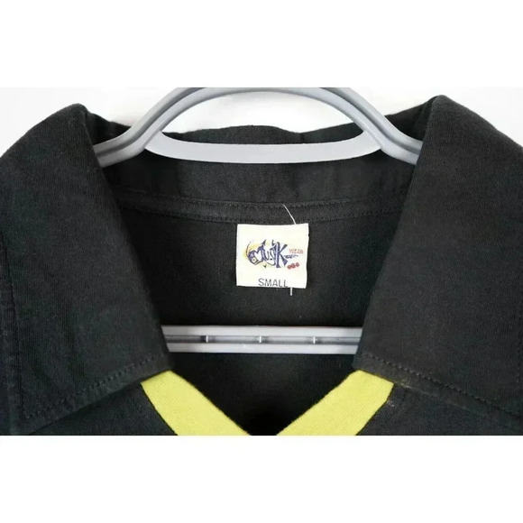 Y2K Polo Tshirt Men's Small Black/Gold Citywear #594 - Picture 7 of 10